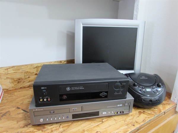 COMPUTER MONITOR, CD PLAYER, DVD/VHS PLAYERS