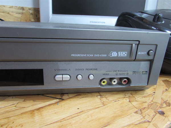 COMPUTER MONITOR, CD PLAYER, DVD/VHS PLAYERS