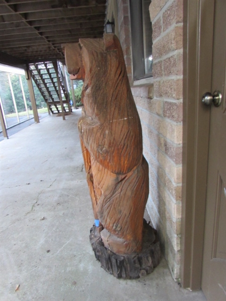 TALL CHAINSAW CARVED WELCOME BEAR