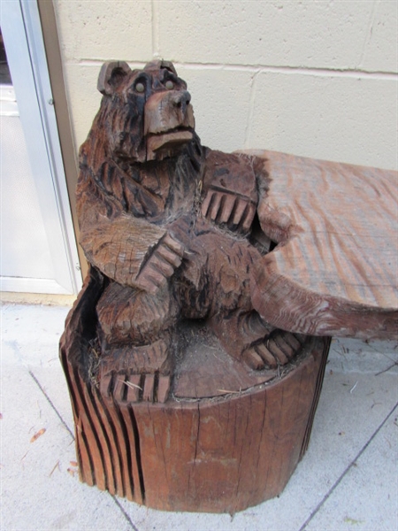 3-PIECE CHAINSAW CARVED BEAR BENCH