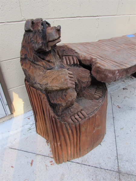 3-PIECE CHAINSAW CARVED BEAR BENCH