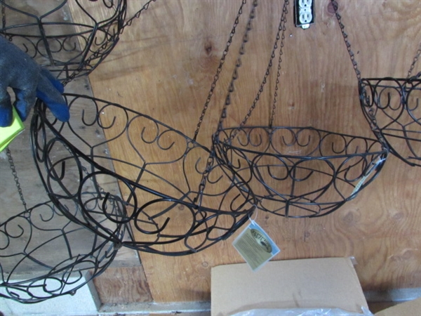 6 WIRE HANGING FLOWER BASKETS - NEW