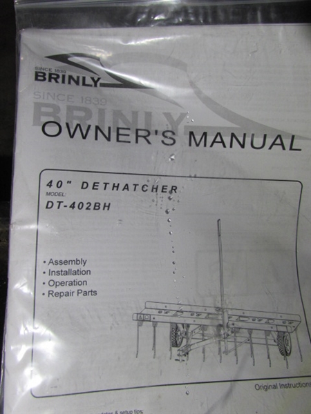 BRINLY-HARDY 40” TOW-BEHIND DETHATCHER DT-402BH