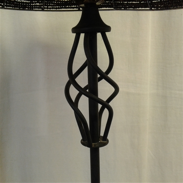 Floor Lamp-Cast Iron With Beaded Shade 