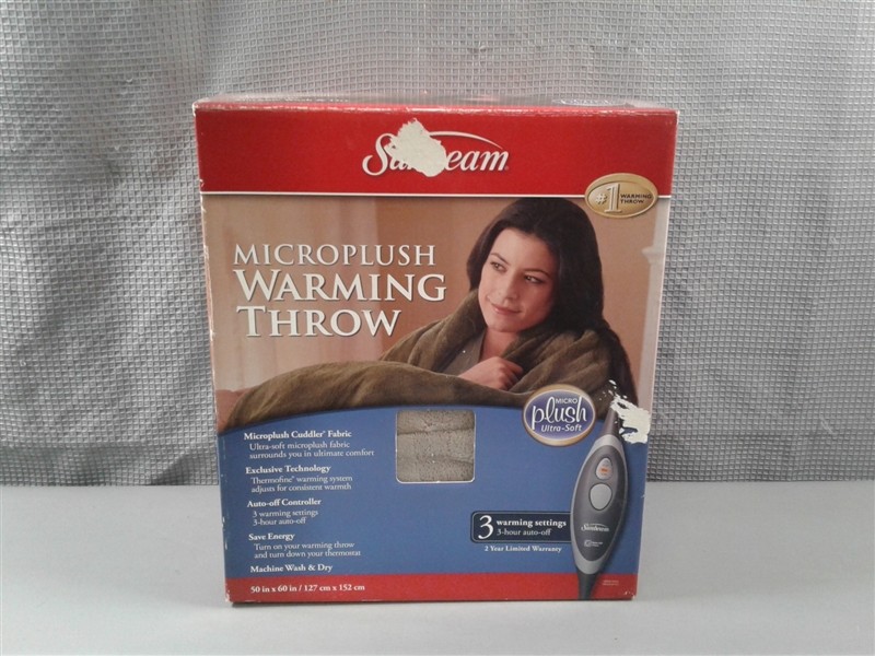 New-Sunbeam Microplush Warming Throw