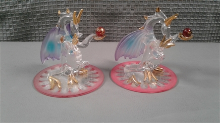 Pair of Handblown Glass Dragons