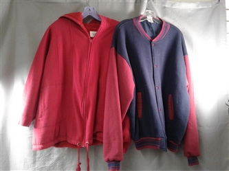 XXL Fruit of the Loom Button Up Varsity Jacket & 2XL All American Comfort Zip Up Hoodie