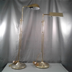 Pair of Gold Toned Adjustable Floor Lamps