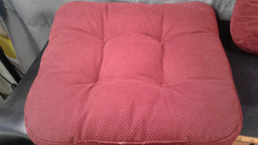Pair of Burgundy Chair Cushions with Non Slip Back