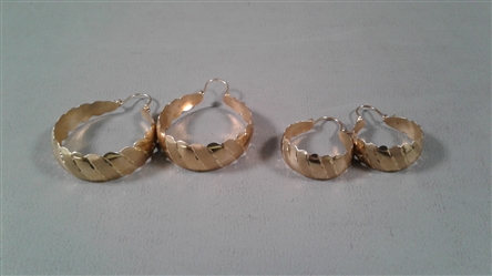 14Kt Yellow Gold Earrings- 2 Pairs 