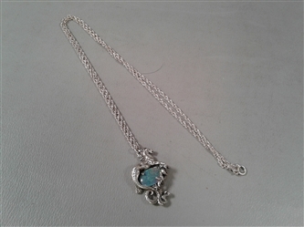 Sterling Silver Necklace with "Sea Horse" Pendant and Opal