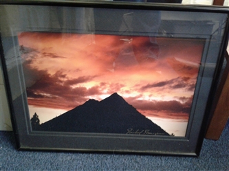 Sunset Mountain Picture Signed and Framed