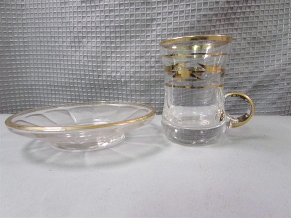 Clear and Gold Turkish Tea Set