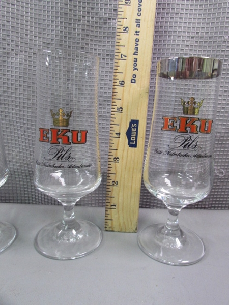 Vintage Set of Collectible EKU Pils German Glasses