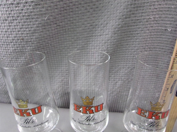 Vintage Set of Collectible EKU Pils German Glasses