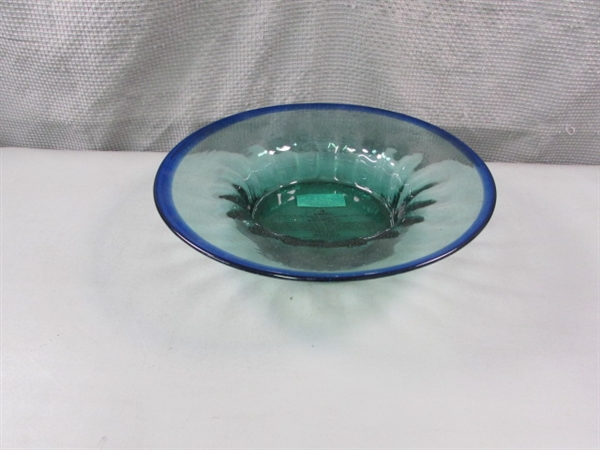 13 Green to Blue Art Glass Candle Holder
