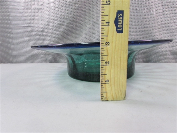 13 Green to Blue Art Glass Candle Holder