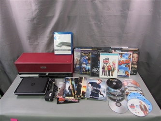 Audiovox Portable DVD Player, DVDs, and DiscGear Disc Storage