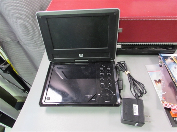 Audiovox Portable DVD Player, DVDs, and DiscGear Disc Storage