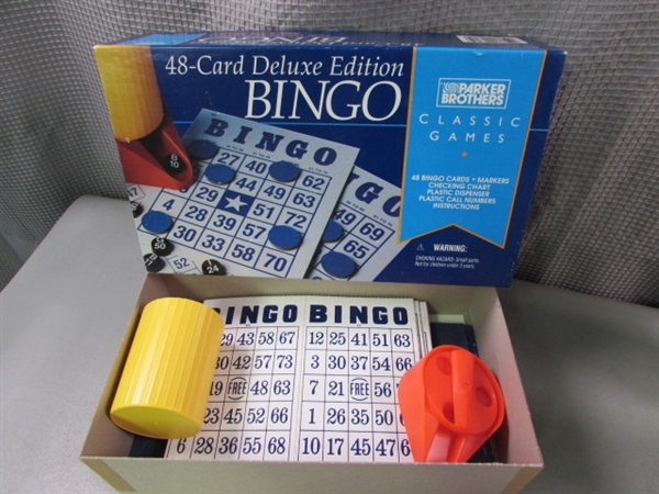Games: Jacks, Pick-up Sticks, Dominoes, Jenga, and Bingo
