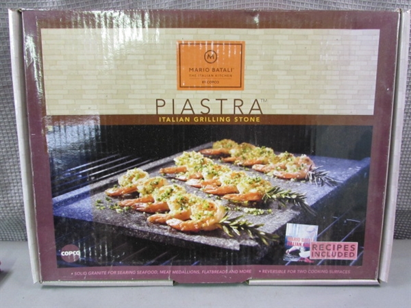 Piastra Italian Grilling Stone, Cedar Grilling Planks with Tray & Cast Iron Smoking Box
