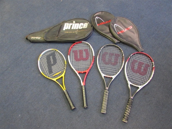 4 Tennis Rackets- Wilson & Prince