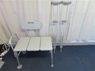 Shower Chair Bench & Crutches