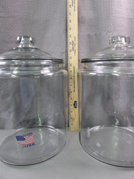 Pair of Large Glass Canisters with Lids