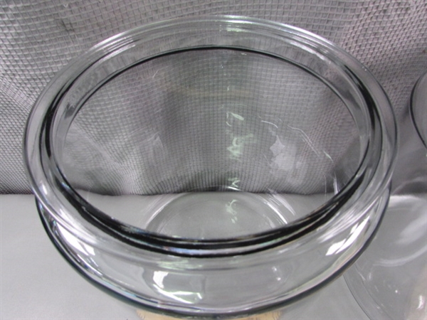 Pair of Large Glass Canisters with Lids