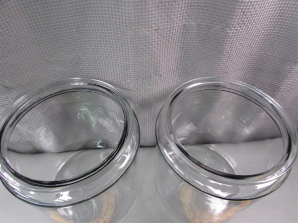 Pair of Large Glass Canisters with Lids