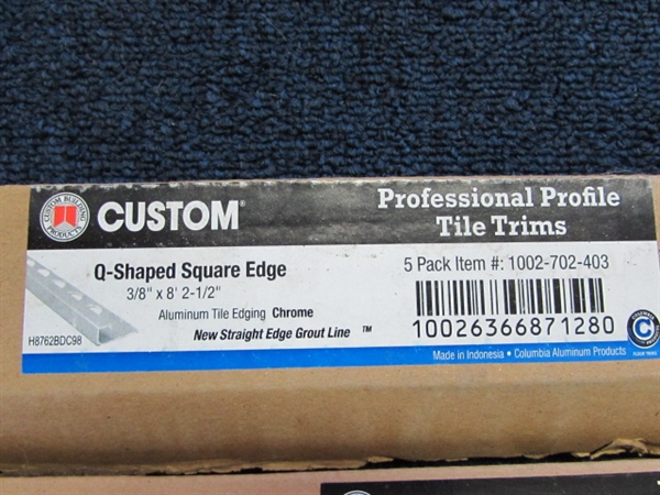 Custom Q-Shaped Square Edge Tile Trims 10 Pk 3/8 x 8' 2 1/2