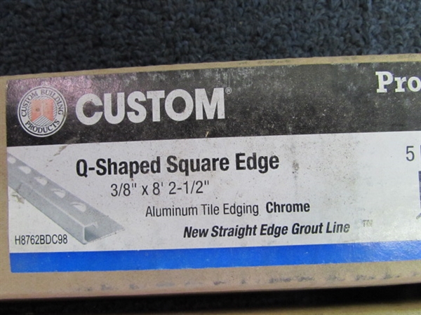 Custom Q-Shaped Square Edge Tile Trims 10 Pk 3/8 x 8' 2 1/2