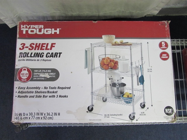 Hyper Tough 3-Shelf Rolling Wire Cart