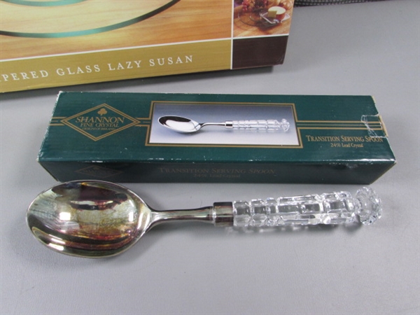 Sarah Peyton Glass Lazy Susan & Shannon Crystal Serving Spoon