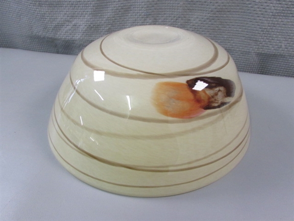 Hand Blown Glass Serving Bowl in Neutral Colors