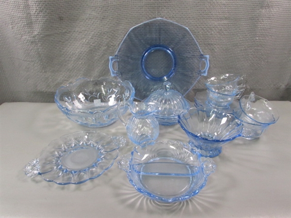 Vintage Transparent Ice Blue Dish Assortment