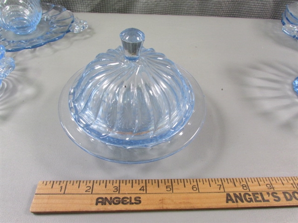 Vintage Transparent Ice Blue Dish Assortment