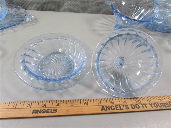 Vintage Transparent Ice Blue Dish Assortment