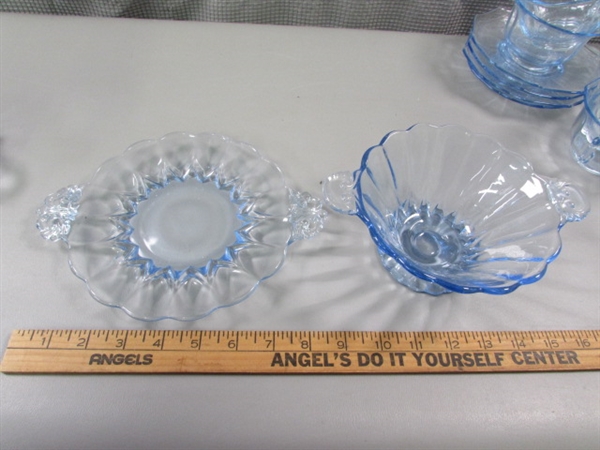 Vintage Transparent Ice Blue Dish Assortment