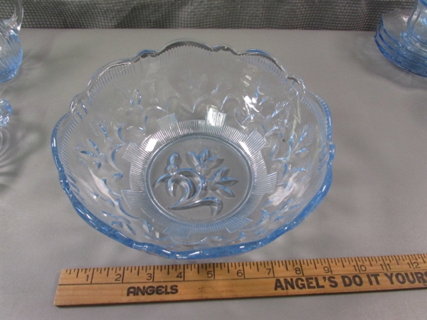 Vintage Transparent Ice Blue Dish Assortment