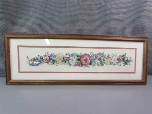 Floral Needlepoint Framed Art