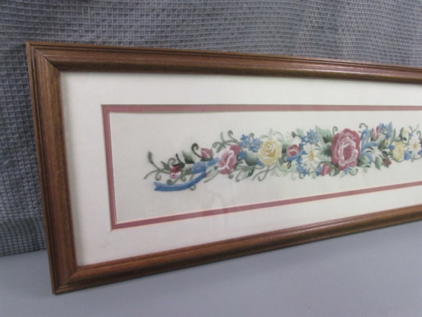 Floral Needlepoint Framed Art