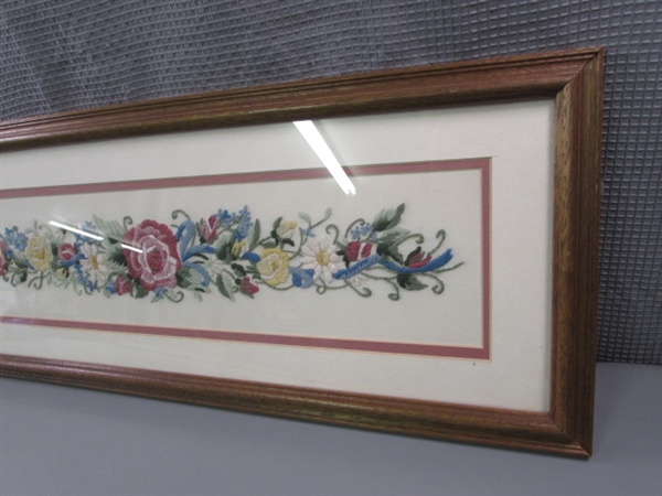 Floral Needlepoint Framed Art