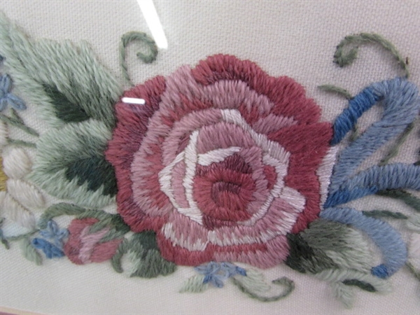 Floral Needlepoint Framed Art