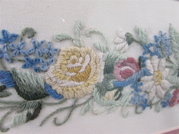 Floral Needlepoint Framed Art