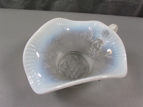 Vintage Moonstone/Opalescent Glass Gravy Boat