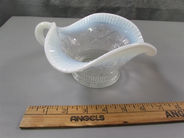 Vintage Moonstone/Opalescent Glass Gravy Boat