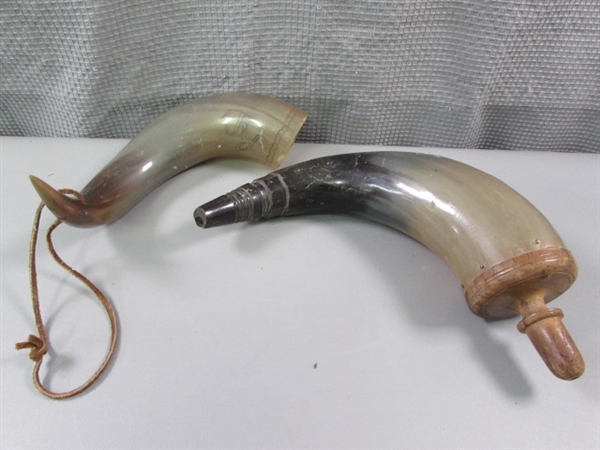 Pair of Vintage Carved Horns