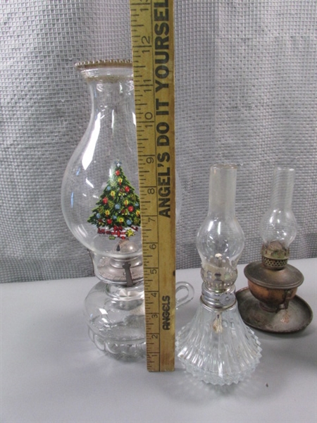 4 Oil Lamps - Glass & Metal