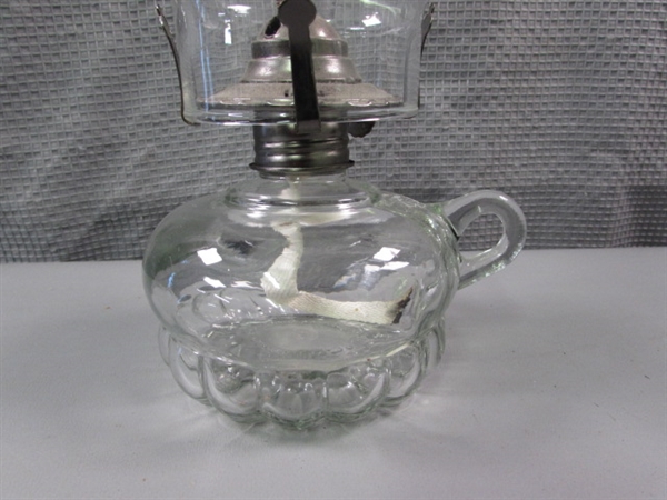 4 Oil Lamps - Glass & Metal